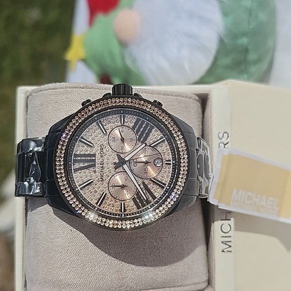 NWT BLACK n ROSE GOLD 42mm MICHAEL KORS WATCH - Picture 1 of 5